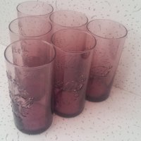 Стъклени чаши Кока Кола от един цвят прозрачно лила 6 бр, снимка 7 - Колекции - 39408492