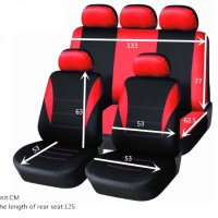 Универсална тапицерия, пълен комплект калъфи за предни и задни цели седалки,текстил в червено-черно , снимка 2 - Аксесоари и консумативи - 40422445