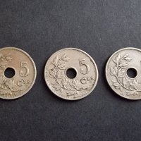Монети . Белгия. 5 цента.  1920 , 1921, 1925  година., снимка 2 - Нумизматика и бонистика - 40992753