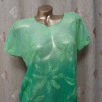 М/ L зелена прозрачна блуза / тениска / с къс ръкав , снимка 4 - Тениски - 40374114