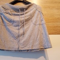 миди сива памучна спортна пола Х&М с широк колан и връзки, джобчета, снимка 1 - Поли - 35892354