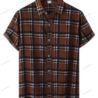 Мъжка памучна ежедневна риза с къс ръкав в плътен цвят, 10цвята - 023, снимка 2 - Ризи - 41211154