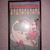 Индийска рисунка в рамка, снимка 1 - Други ценни предмети - 36360210