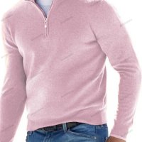 Топ мъжки ежедневен пуловер с V-образно деколте и цип, 10цвята - 023, снимка 3 - Пуловери - 39111155