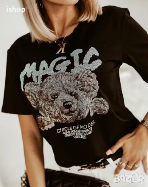 Дамска Тениска С Лъскави Елементи, снимка 1