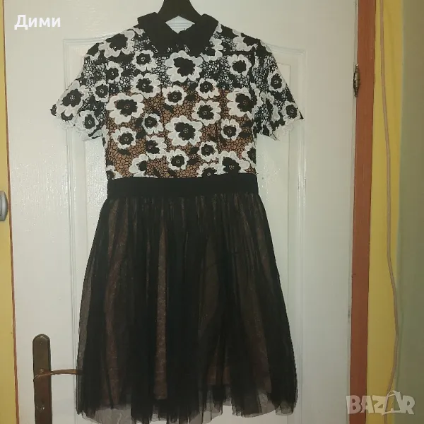 Официална рокля с тюл и рязана дантела, снимка 1