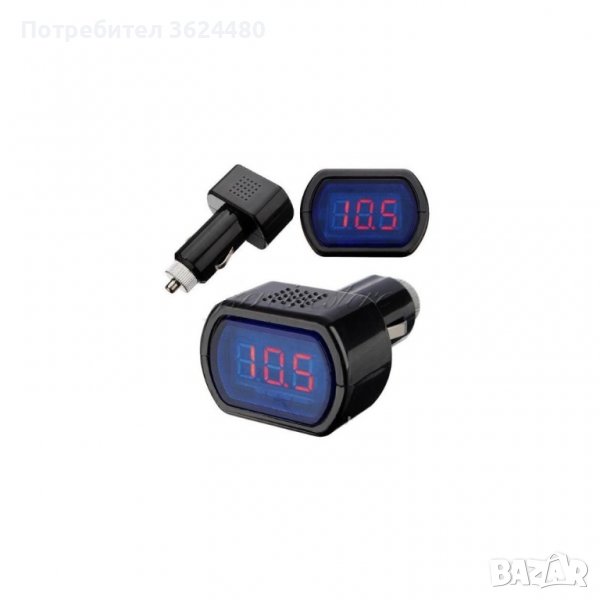 Черен дигитален волтметър за кола или автомобил, снимка 1