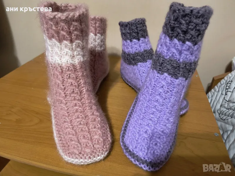 безшевни удобни ръчно плетени терлички , снимка 1