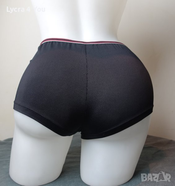 S изчистен черен дамски боксер с цветен ластик на талията, снимка 1