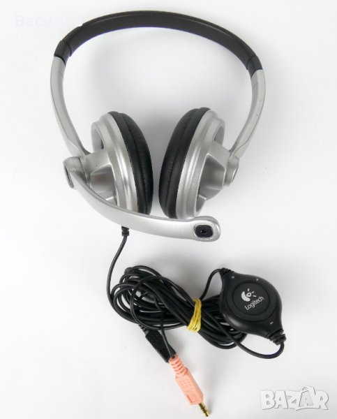 Геймърски слушалки с микрофон LOGITECH + USB външна звукова карта LOGITECH, снимка 1