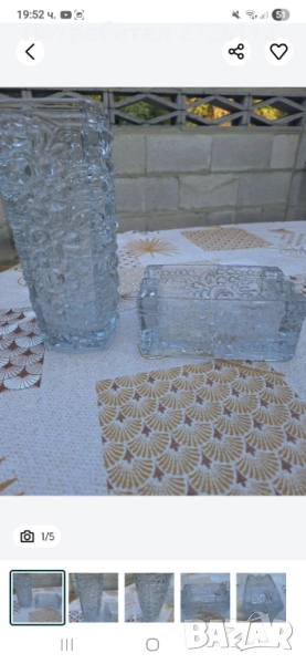 Кристален комплект ваза и пепелник, снимка 1