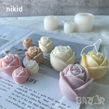 3d Пъпка Роза 4 размера силиконов молд форма украса фондан шоколад бонбон гипс смола свещ сапун, снимка 1
