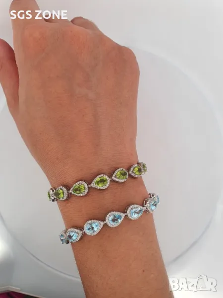 Сребърна Гривна с Топаз и Перидот, снимка 1