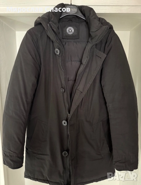 Мжко зимно яке - черно, с качулка. S размер., снимка 1