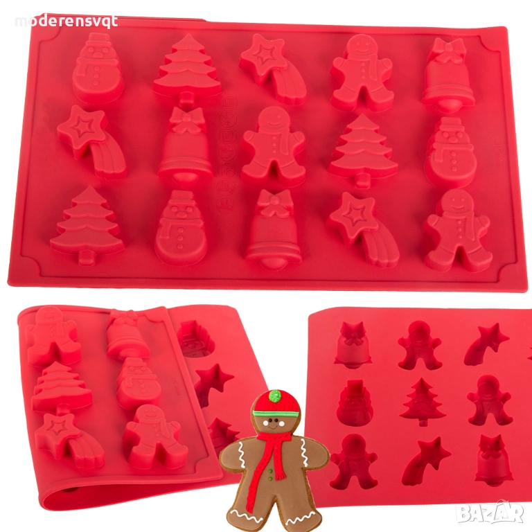 Силиконова форма за коледни сладки 15 броя, снимка 1