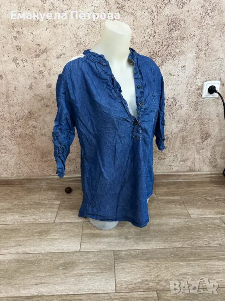 Дамска риза - дънкова риза с бродерия, снимка 1
