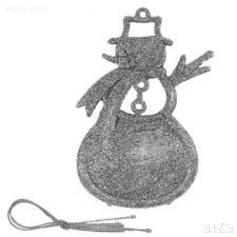 Коледна украса за елха - Блестящ орнамент във формата на снежен човек, снимка 1