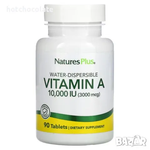 NaturesPlus, Water-Dispersible Vitamin A, 10,000 IU (3,000 mcg), 90 Tablets, снимка 1