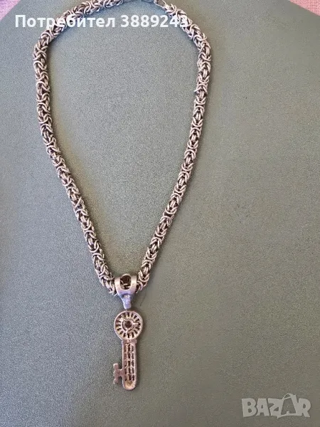 Сребърно колие с ключ 925, снимка 1