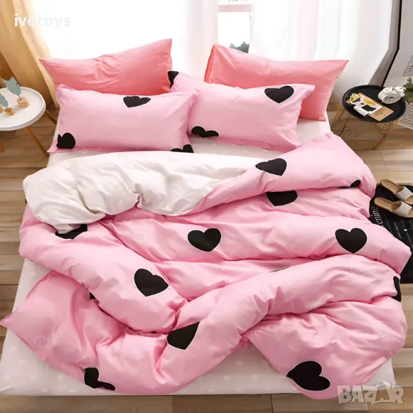 Двулицево спално бельо с ластик (размер за приста), 4 части - Модел WS17013, снимка 1