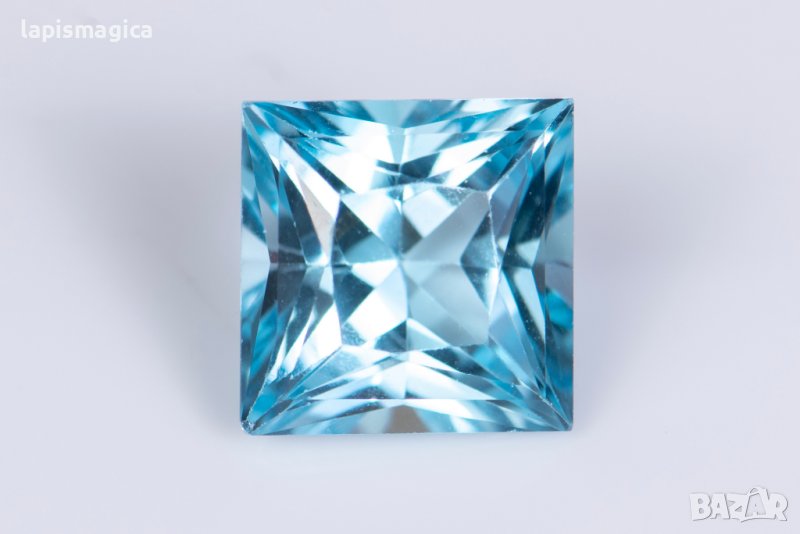 Син топаз 4.18ct 8.6mm принцеса шлифовка, снимка 1