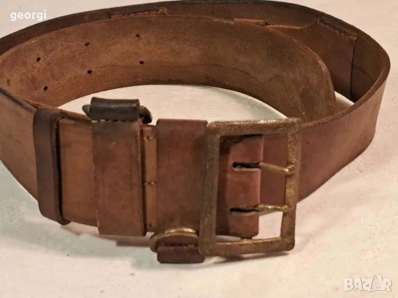офицерски кожен колан кафяв 22/5, снимка 1