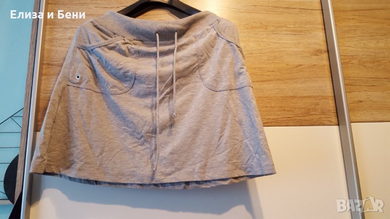 миди сива памучна спортна пола Х&М с широк колан и връзки, джобчета, снимка 1
