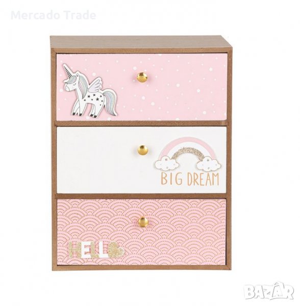 Декоративна кутия Mercado Trade, 3 чекмеджета, Дърво, Дъга, снимка 1