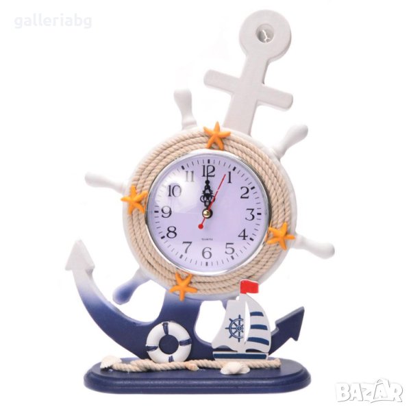 Морски часовник с рул и котва , снимка 1