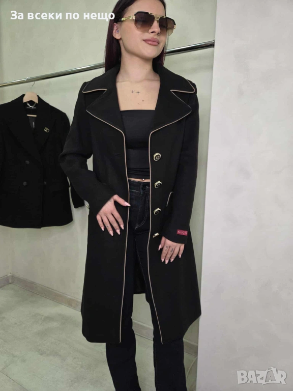 Gucci Дамско Черно Дълго Палто Гучи Код L-A18, снимка 1