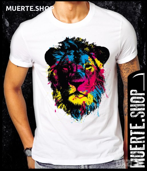 Тениска с щампа COLORED LION, снимка 1