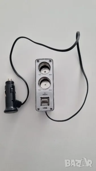 Зарядно устройство вход:12/24VDC/разклонител 2xUSB + Twin sockets
, снимка 1