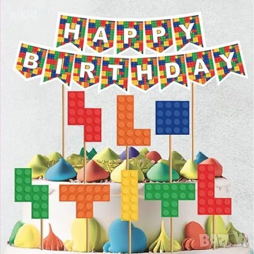 Лего блокчета конструктор сет топер топери за торта мъфини кексчета декор парти украса, снимка 1