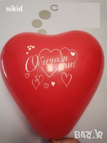 Балон балони червено сърце с надпис Обичам те Свети Валентин обикновен латекс латексов, снимка 1