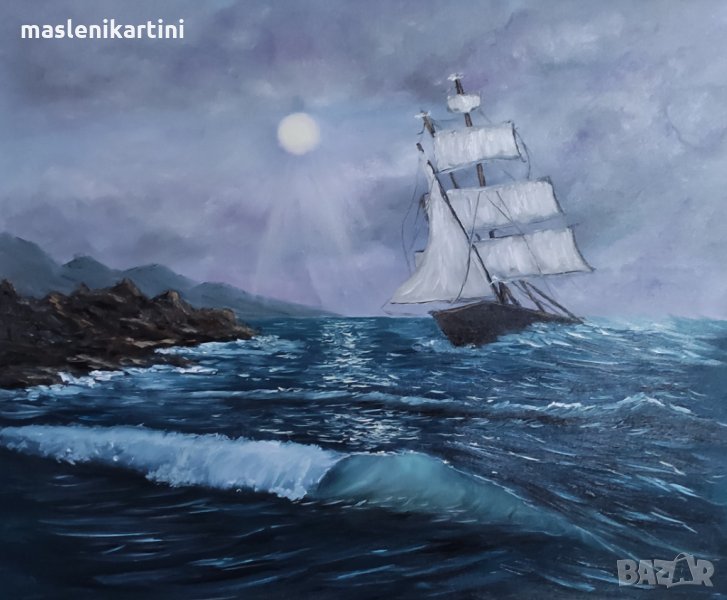 Морски прибой маслена картина, снимка 1