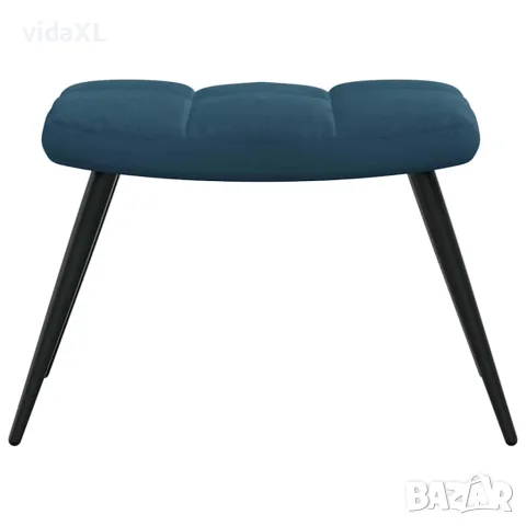 vidaXL Релаксиращ стол с табуретка, син, кадифе, снимка 7 - Столове - 56146913