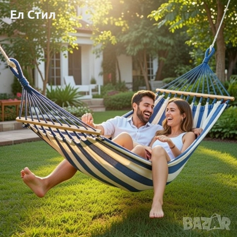 Хамак XXL с възглавница и чанта — максимален комфорт до 250 кг за релакс навън, снимка 2 - Други - 53356356