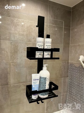 ILIKEPOW Органайзер за душ матово черно с 4 подвижни куки, снимка 8 - Други стоки за дома - 42103546