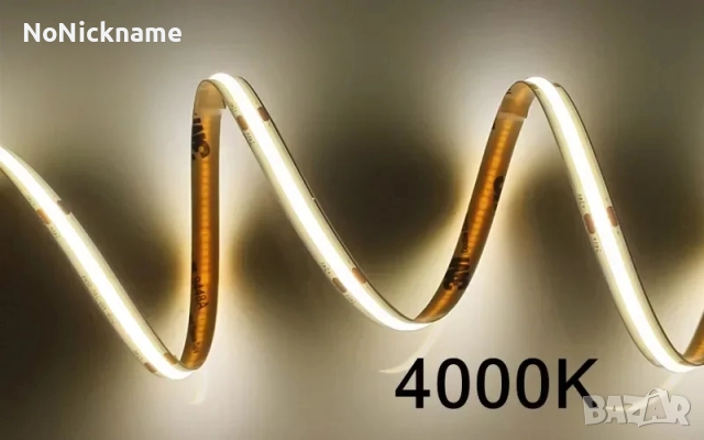 5М, 4000K, LED COB лента 8мм с DC 12V щепсел 2-пинов кабел димируема линейна светлина декорация, снимка 3 - Лед осветление - 52611100