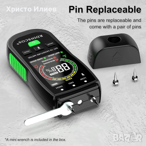 Влагомер с LCD дисплей Безконтактен влагомер RDINSCOS MT19, снимка 4 - Други инструменти - 53645119