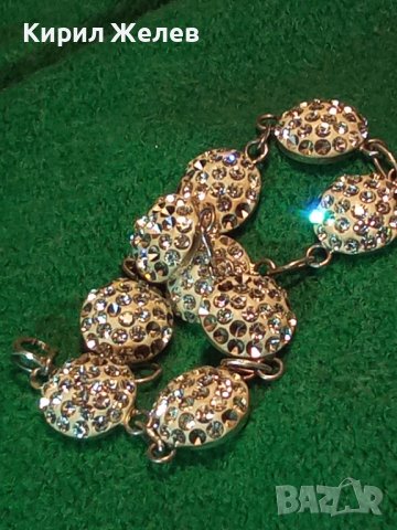 СРЕБЪРНА ФЕШЪН АРТ ГРИВА СРЕБРО 925 Част От КОМПЛЕКТ с БЯЛ ЕМАЙЛ и КРИСТАЛИ 37359, снимка 5 - Гривни - 40488228