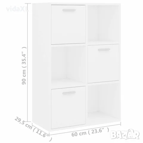 vidaXL Шкаф за съхранение, бял, 60x29,5x90 см, инженерно дърво, снимка 9 - Шкафове - 56147707