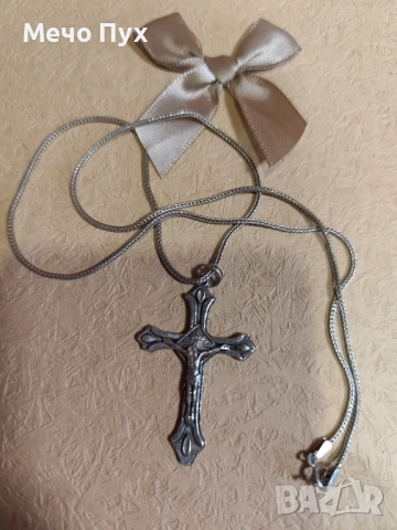 Сребърен синджир с Кръст(383), снимка 3 - Колиета, медальони, синджири - 52540273