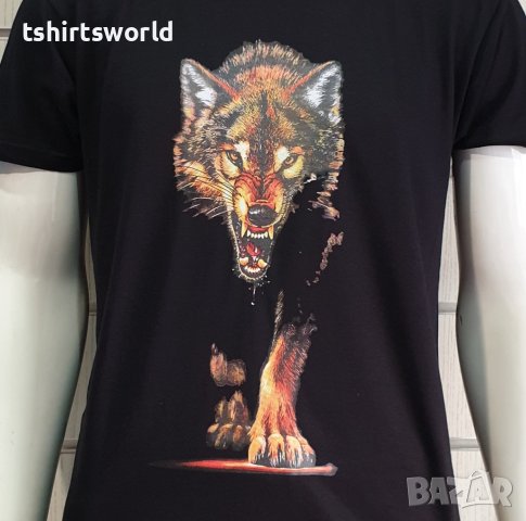 Нова мъжка тениска с дигитален печат Ходещ Вълк, Серия вълци, снимка 3 - Тениски - 40709129