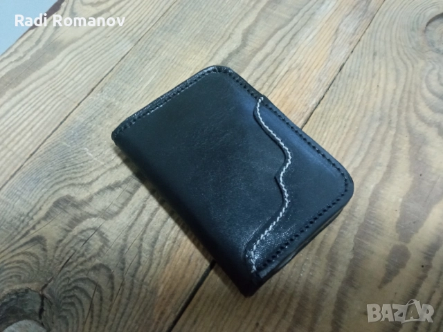 Джобен кожен портфейл, ръчно изработен, естествена кожа , снимка 4 - Портфейли, портмонета - 52061317