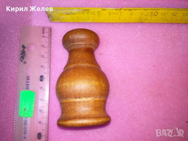 СТАРО ДЪРВЕНО КАПАЧЕ за СОЛНИЧКА СТИЛНО РЪЧНО СТРУГОВАНО 37639, снимка 4 - Други ценни предмети - 44155829