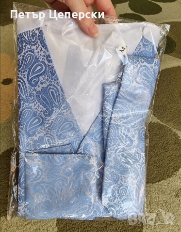 Официален луксозен мъжки сет от елече, вратовръзка и кърпичка , снимка 2 - Други - 52374151