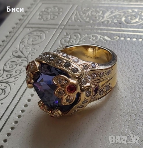 Versace-златен стар пръстен с естествени камъни, снимка 6 - Пръстени - 36039975