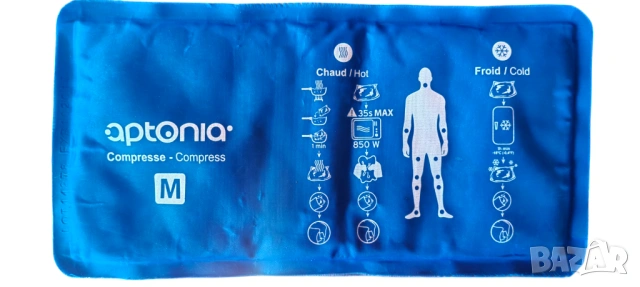 Компрес за многократна употреба Aptonia, Загряващ/Охлаждащ, 24x12 см, Син