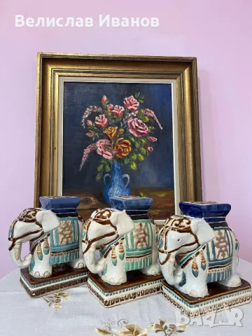 Винтидж керамични слончета в перфектно състояние. 3 броя., снимка 2 - Антикварни и старинни предмети - 49670652